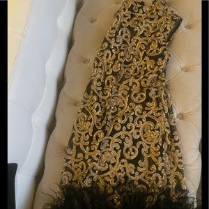 Banjul Black and gold sequenced sheer medium  dress.